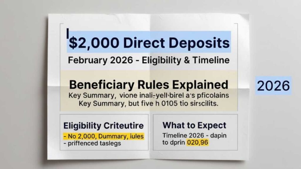 $2000 Direct Deposit February 2026: Eligibility, Timeline & Beneficiary Rules