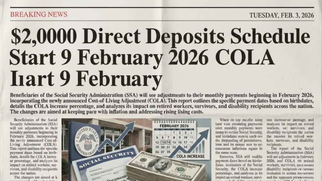 $2,000 Direct Deposits on Feb 9, 2026: Eligibility, Timeline & Rules