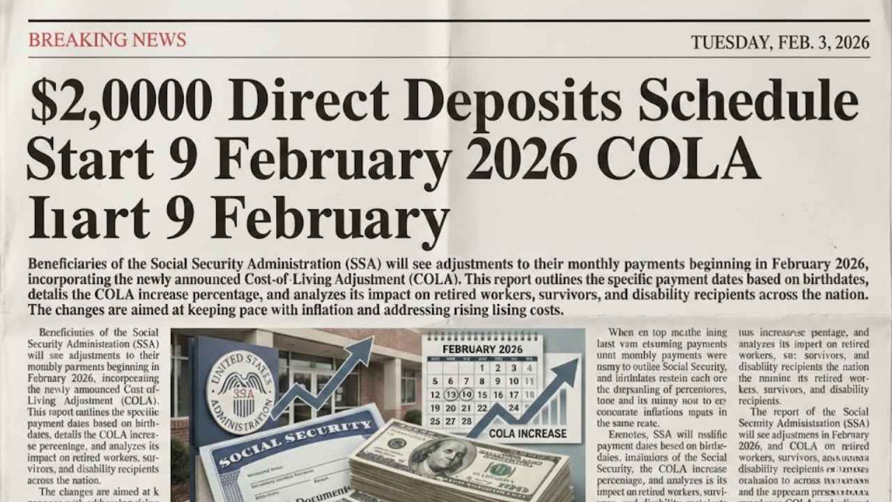 $2,000 Direct Deposits on Feb 9, 2026: Eligibility, Timeline & Rules