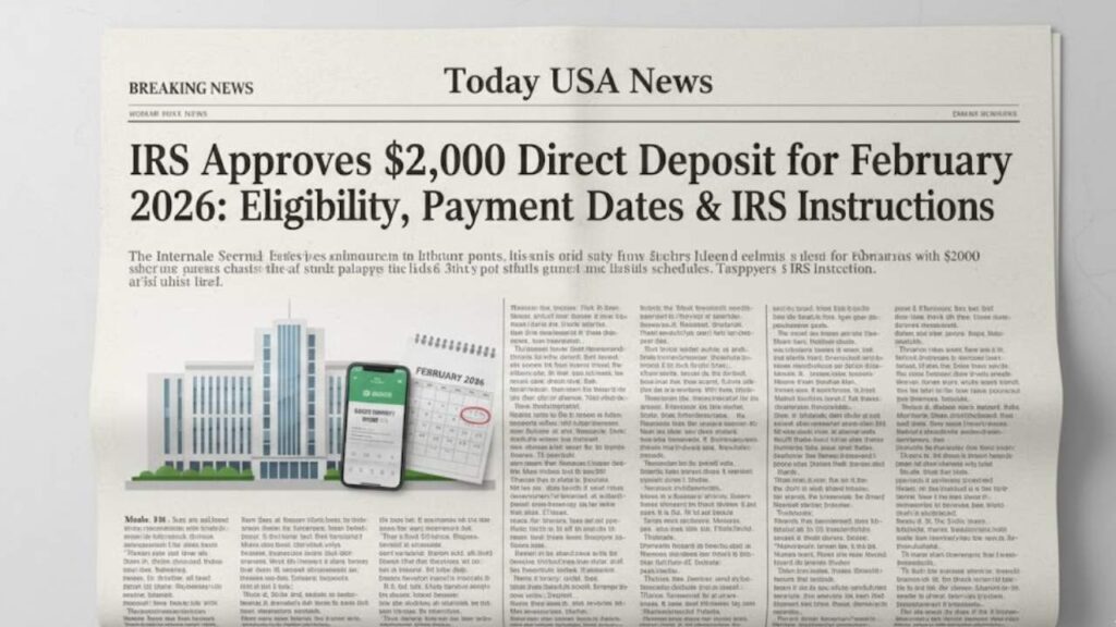 IRS $2000 Direct Deposit February 2026: Eligibility, Dates & Instructions
